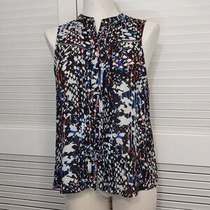 Parker Silk Blouse Black Multi Sleeveless Blouse Size Medium‎